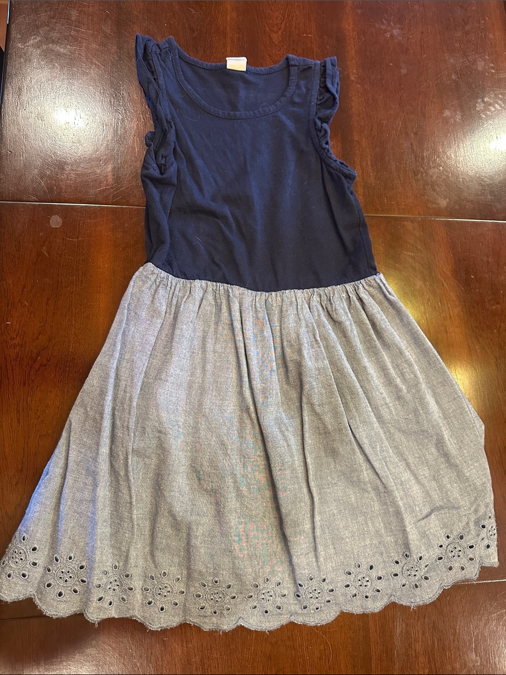 GAP Navy Top with Light Gray Eyelet Skirt Girls Dress